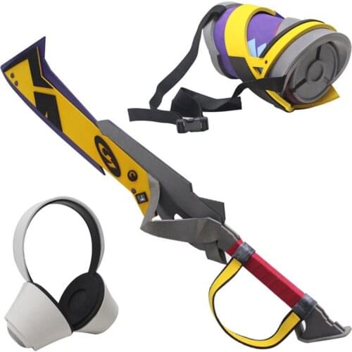 Game LOL Real harm Ekko cosplay props headset Back decoration Broadsword for Halloween Christmas Party Masquerade Anime Shows