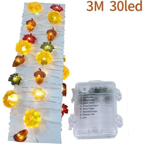 LED Pumpkin Acorn Fairy Lights Maple Leaf Night Indoor Lighting Harvest Festival Flashes Halloween Thanksgiving Party Decoration