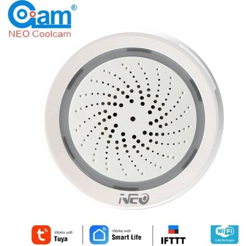 NEO Coolcam Smart Home 3 In 1 Siren Alarm Linkage With Temperature Humidity Sensor USB Power Tuya Smart Life Alexa IFTTT