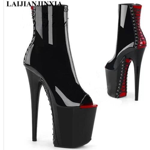 LAIJIANJINXIA New 20cm High Heels Womens Ankle Boots Waterproof Platform Thick Sole Thin Heel Sexy Night Pole Dancing Shoes