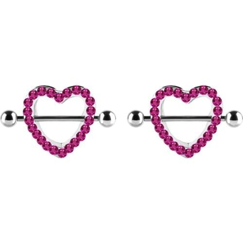 MODRSA 1Piece Sexy Crystal Nipple Ring Love Hearts Nipple Bar Rings Barbell Nipple Piercing Body Jewelry For Women