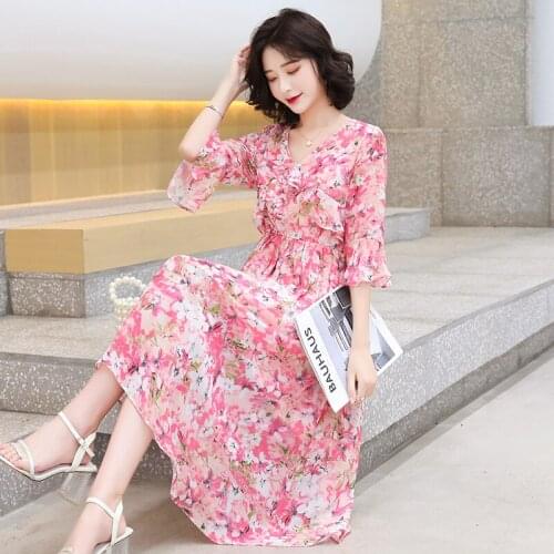 S-2Xl New New Summer Dress Girls Boho Print Female Vintage Dress Party Oversize Half Sleeve Women Dresses Robe Vestido