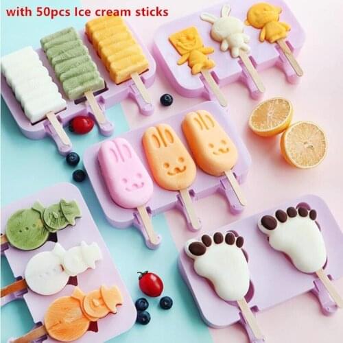 1Pcs Food Grade Silicone Ice Cream Mold Popsicle Maker DIY Homemade Cartoon Ice Cream Ice Pop Maker Mould