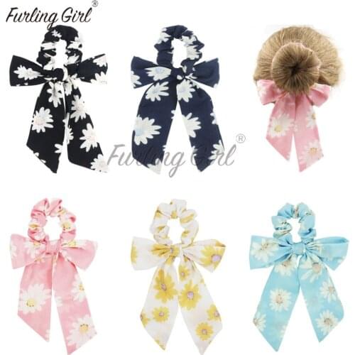 Furling Girl 1 PC Daisy Floral Bowknot Elastic Hair Bands Multi Functional Headbands Fresh Flower Hair Scrunchies for Women