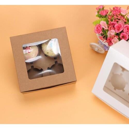 100pcs 16*16*7.5cm Kraft paper window cake Box party Gift/Candy/Biscuit/Soap/Cookie/Cupcake/Nuts boxes Display packaging Box
