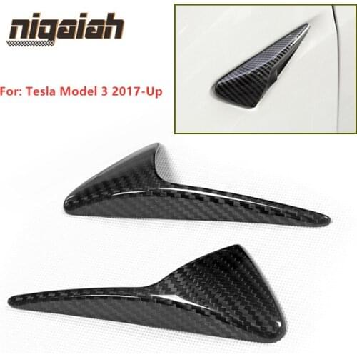 2pcs Tesla Model 3 Side Camera Protection Cover For Tesla Model Three 2017 2018 2019 Real Carbon Fiber Trim Car Decoration