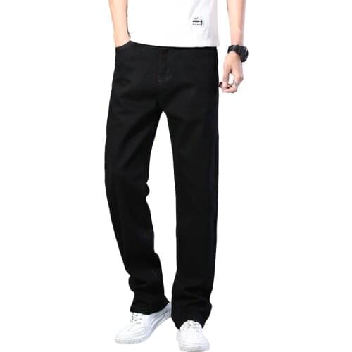 2021 New Brand Jeans Men Fashion Casual Loose Jeans Straight Breathable Elastic Comfortable Wide Leg Pants Plus Size 44