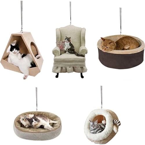 2D Car Pendant Creative Acrylic Cute Cat Nest Rearview Mirror Decoration Hanging