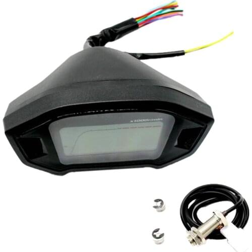 7 Color LED Motorcycle LCD Digital Speedometer Odometer Tachometer KMH Gauge