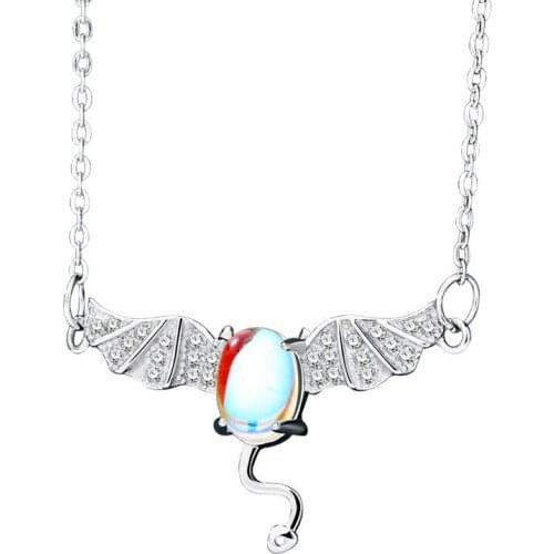 925 Sterling Silver Pin Forest Department Little Devil Chain Short Student Creative Bat Pendant Personality Gift