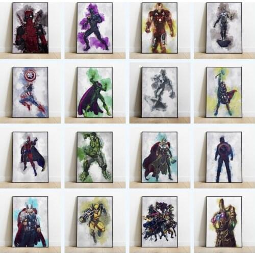 Captain America Comic Prints Abstract Painting Marvel Classic Hero Watercolor Poster Canvas Wall Picture for Living Room Decor