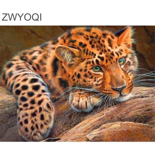 DIY 3D Diamond mosaic Tiger Full Round Diamond embroidery Cross stitch Tiger leopard Full Square Diamond painting Tiger leopard