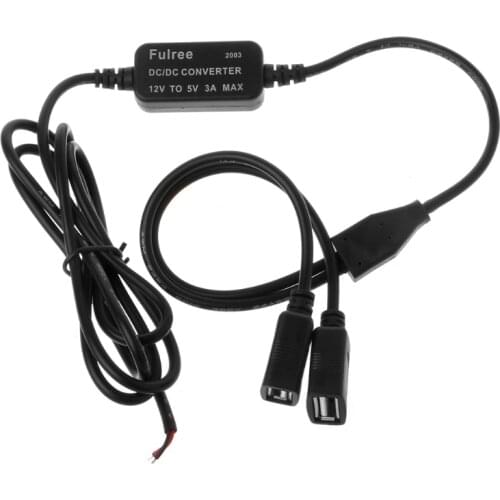 Car Charger Dual USB Female Plug 12V to 5V 3A DC to DC Power Supply Converter For DVR F19A