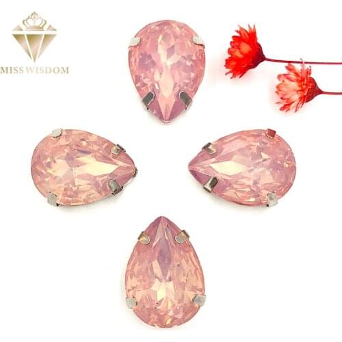 Free shipping Matt Light pink opal teardrop sew on rhinestones with claw flatback Resin loose rhinestones DIYgarment Accessories