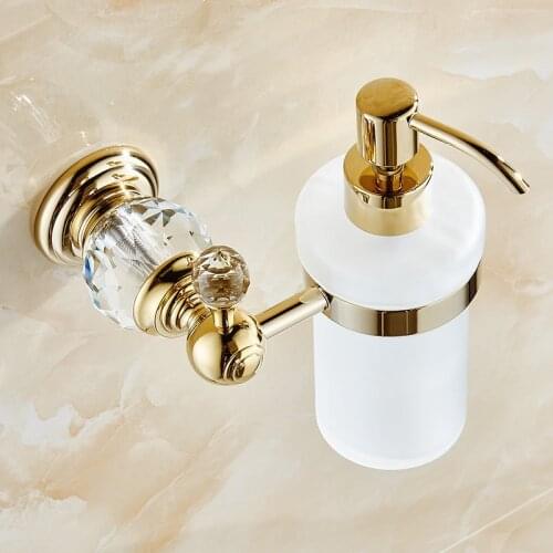 Vidric Liquid Soap Dispensers Luxury Gold Color Soap Dispenser Wall Mounted With Frosted Glass Container bottle Bathroom Produc