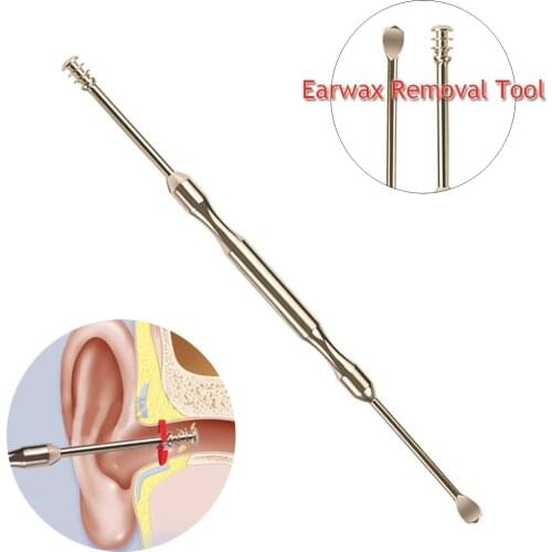 Double-ended Golden Silver Spiral Ear Pick Spoon Ear Wax Removal Cleaner Ear Care Tool Kit Multifunction Portable