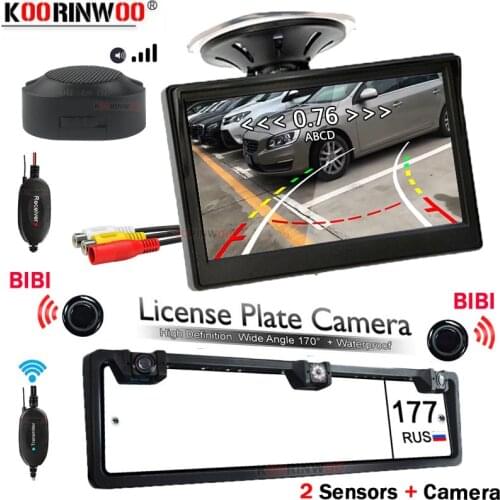 Koorinwoo Windshield Screen Dynamic Trajectory EU European License Plate Frame Camera Rear view Parking Sensor Intelligent Video