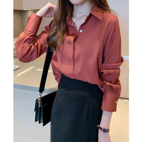 Elegant Blouse Women Solid Casual Roupa Feminina Shirt Women Clothing Loose Ladies Office Tops Shirt Blusas Turn-down Collar