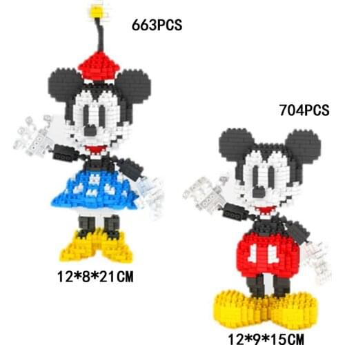 Disney world park figures micro diamond blocks Disneyland Mickey Minnie mouse building brick toy cartoon nanobrick for kids