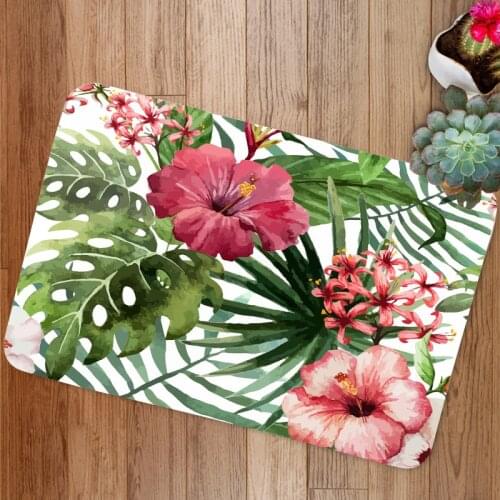 Tropical Plant Printing Flange Mat Bathroom Non-slip Mat Bathroom Mat Suite Bathroom Carpet Suite Bathroom Rug Set Bath Mat