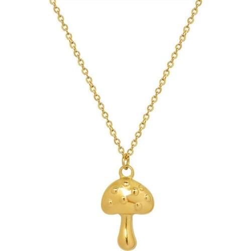 INS Hot 316L Stainless Steel Mini Pendant Necklace Special Design Cartoon Mushroom Necklace For Women Girls Trendy Jewelry Gift