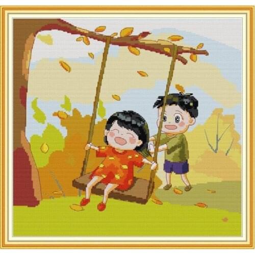 Swing 2 Chinese Cross Stitch Kits DIY Handmade Needlework Kits 14ct Printed Fabric 11ct Cross Stitch Sets for For Embroidery Kit