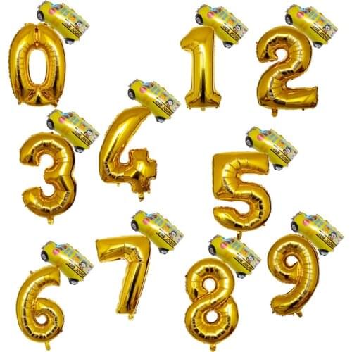 2pcs Fire Truck Car 32inch Number Foil Helium Balloons Children Birthday Party Kids Dream Work Party Decoration Globos Balloon