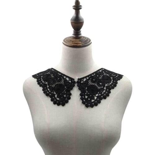 Fashion Black and White DIY Embroidery Water Soluble Lace Collar Hollow Neckline Collar Trim Clothes Sewing Applique Accessories