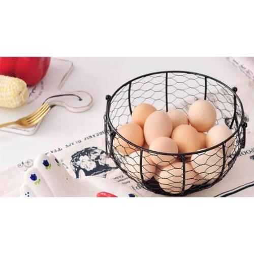 Kitchen Storage Metal Wire Egg Basket Farm Chicken Cover Egg Holder Organizer Nordic Snack Fruit Container