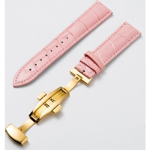 Leather Slub Watch Strap 12 14 16 17 18 19 20 mm Universal Watch Stainless Steel Butterfly Buckle Buckle Belt Wrist Strap Bracel