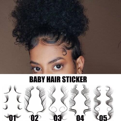 2021 New 5 Styles DIY Baby Hair Temporary Tattoos Sticker Natural Curly Hair Edges Longlasting Waterproof Body Art Template