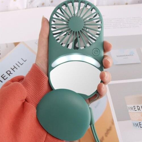 New Beauty Mirror Fan USB Charging Mini Hand-Held Fan LED Light Make-Up Pocket Portable Small Fan
