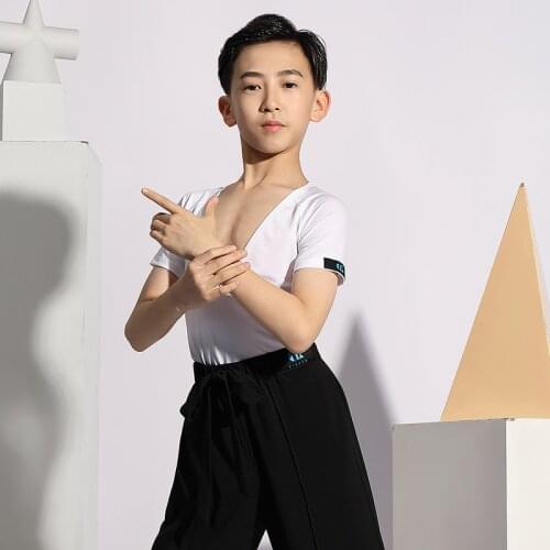 Latin Dance Clothes Boys Competition Dress Latin Training Clothes Long-Sleeved Practice Clothes Tops Ballroom Dancewear DN7107