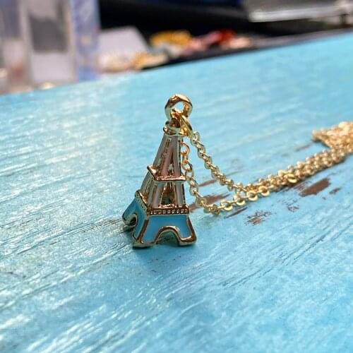 Eiffel Tower Necklace 3D Building Pendant Retro Tower Necklace Geek Women Cute Pineapple &Telescope Golden Chain Fashion Jewelry