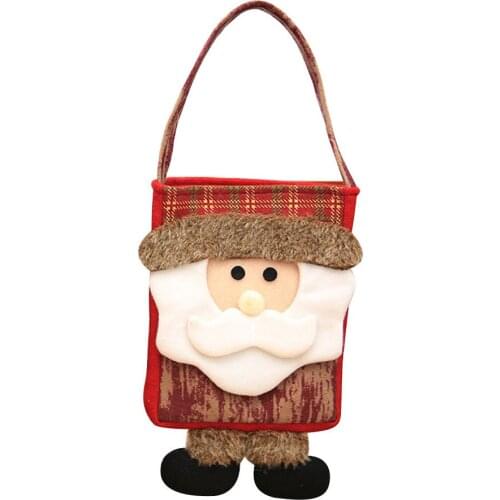 Christmas Cookie Bag Children Gifts Handbag Xmas Gift Holder Bag Xmas Snowman Pattern New Year Embellishment