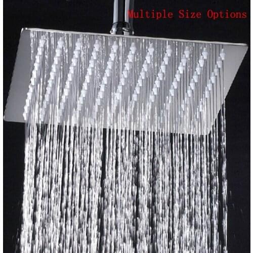 Multiple Sizes Options Retail Polished Chrome Finish Bathroom Square Rain Shower Head Ceiling Wall Top Sprayer 4/6/8/10/12 Inch