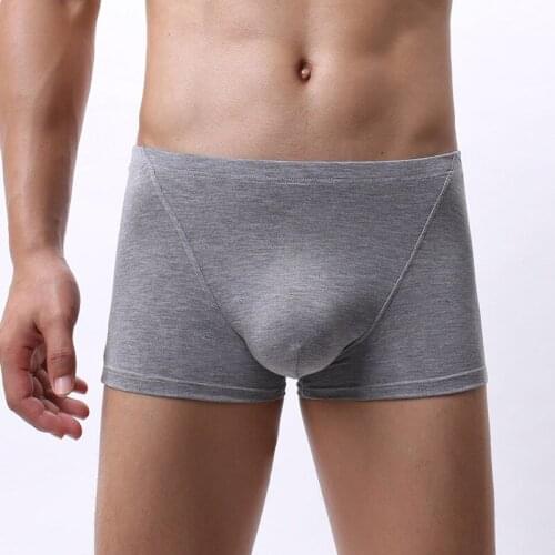 Sexy Men Underwear Boxer Shorts Man Solid Bamboo Fiber Breathable Mid-rise U Convex Pouch Underpants Cueca calzoncillo S-XL