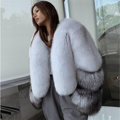 FURSARCAR 2021 New Fashion Whole Skin Winter Womens Jacket Natural Real Silver Fox Fur Coat Short Genuine Fur Outwear