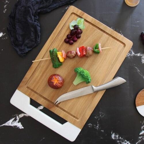 Japanese-style Seiko pull groove solid wood bread flat plate fruit cutting board storage board set marble hand-made board