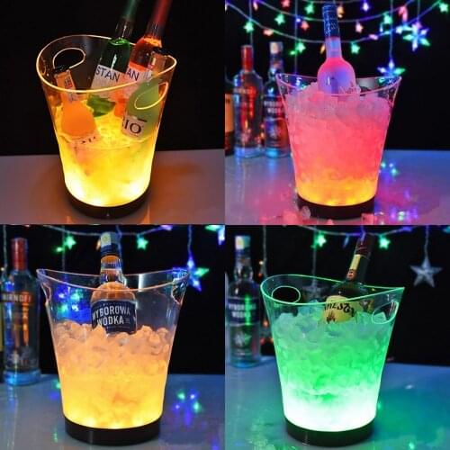 5L Waterproof Glowing Led Ice Buckets 6 Color Bars Nightclubs Light Up Champagne Beer Bucket Bars Night Party Ice Cooler