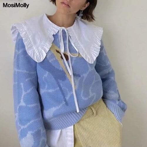 MosiMolly Chic Big Collar Blouses Shirt Women White Cotton Blouses Ruffle Blouses Basic Shirt Tops 2021 Female Blusas