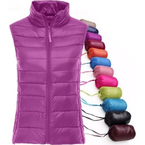 Waistcoat Soft Warm Thin Ultra Light Waistcoat Jacket Female Portable Vest Coat Spring Autumn Women 90% White Duck Down Vest
