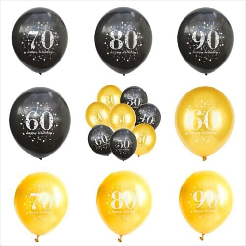 10pcs/lot Birthday balloon writting number 16 18 30 40 50 60 70 80 90 years old Birthday party digital ballon Latex Globos