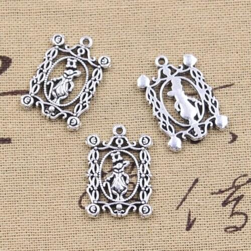 10pcs Charms Rabbit 27x19mm Antique Silver Color Pendants DIY Crafts Making Findings Handmade Tibetan Jewelry