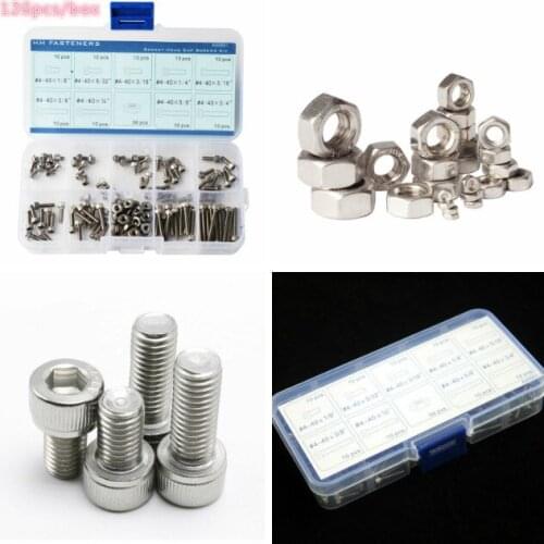 126 pcs/box 304 Stainless Steel Cylindrical Head with Hexagon Socket Screws BoIt Nuts