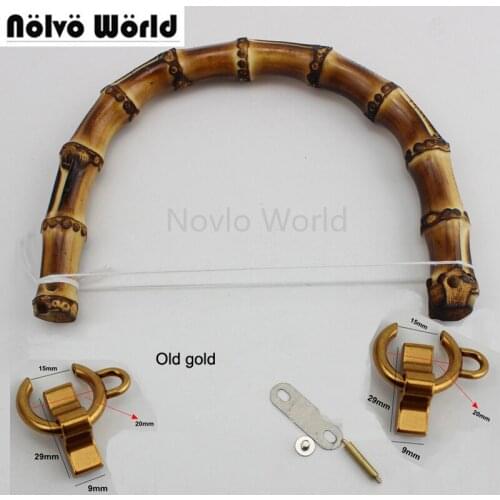 2-10-20 pieces,2 styles 15.5X12cm Natural bamboo handles for bags,Real bamboo handle for repair bags purse old gold metals