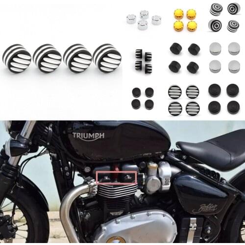 4Pcs Spark Plug Machined Head Bolts Caps Screws Nut Cover For Triumph Bonneville T120 Black Thruxton R Street Twin Cup Scrambler