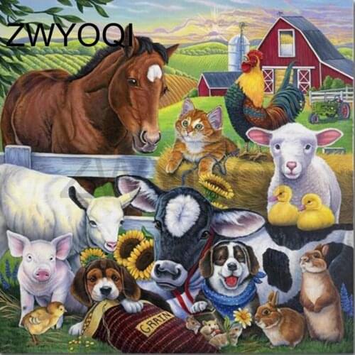 Full Round Diamond painting Cross stitch Rabbit chicken Full Square Diamond mosaic Horse dog sheep cat 5D DIY Diamond embroidery