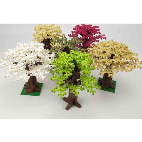 Locking Tree City Series DIY MOC Plants Bricks White Green Toys Brown Red Accessories Blocks Colorful Figures Toys Lockings City