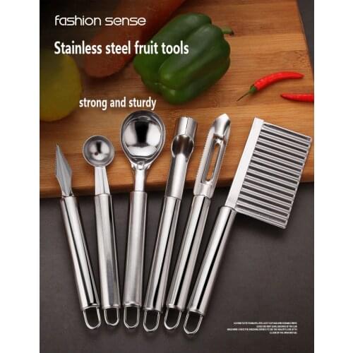 Stainless steel kitchen gadget set fruit knife coring device carving knife watermelon digging spoon potato peeling knife